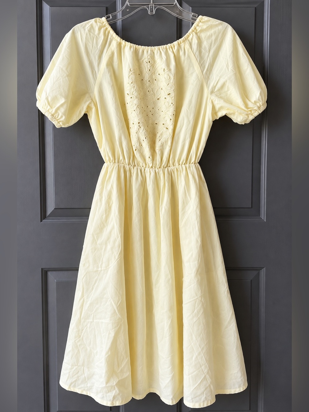 Pamela Love Cream Puff Sleeve Midi Dress β Open Cross Back NWOT XS XL #2063-A